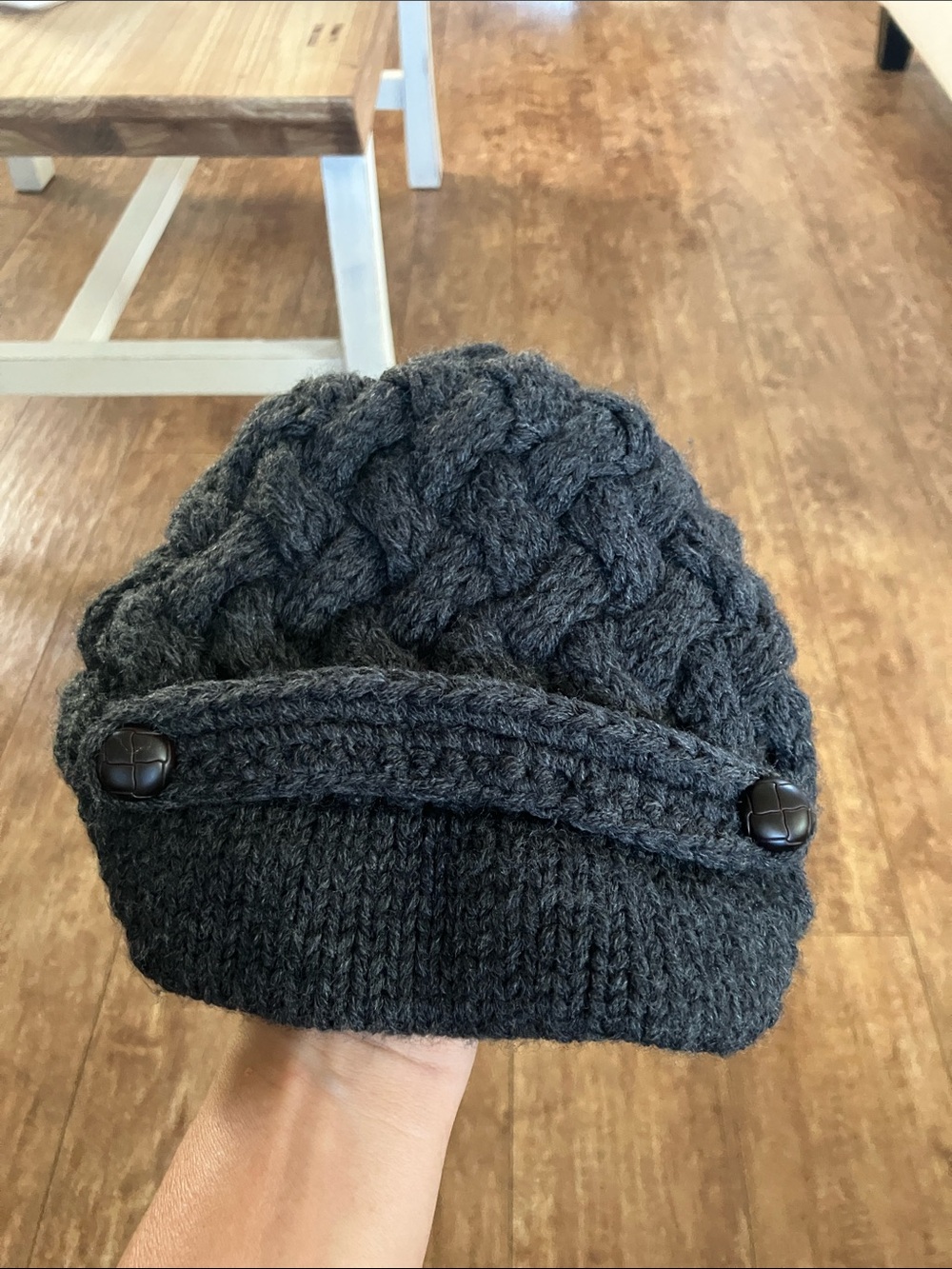 Merona women’s Charcoal Knit Beanie with Button Band